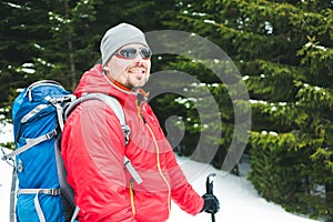 Portrait of a climber in winter