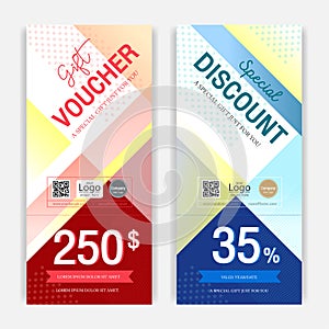 Portrait colorful and modern discount voucher or gift voucher for promo event