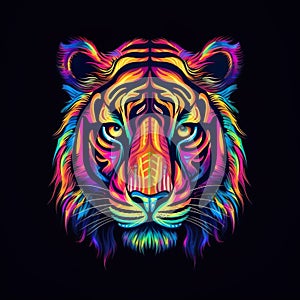 Portrait of an colorful tiger illustration design generative ai