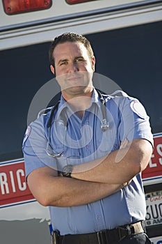 Portrait Of A Confident Middle Aged EMT Doctor photo