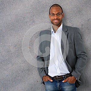 Portrait of confident and trendy black businessman