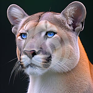Portrait of a cougar (Puma concolor) with blue eyes