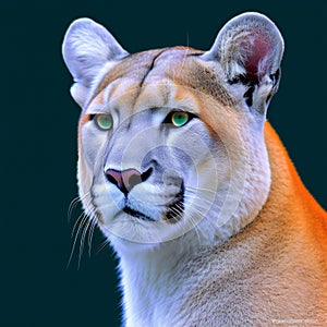 Portrait of a cougar (Puma concolor) with green eyes