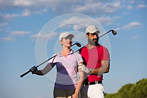 Portrait of couple on golf course