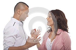 Portrait Of A Couple Having A Conversation