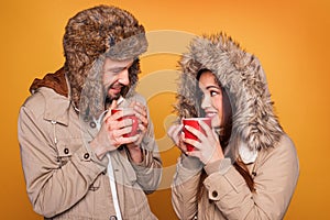 Portrait of a couple wearing a winter coats photo