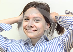 Portrait of a creative young girl looking up