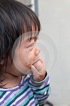 Portrait of crying baby girl