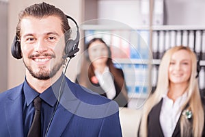 Portrait of customer support line worker