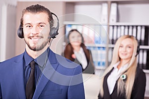 Portrait of customer support line worker