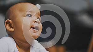 Portrait of cute african american black baby with funny face expression