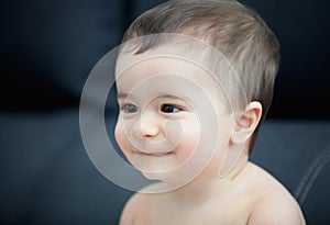 Portrait of a cute baby smiling
