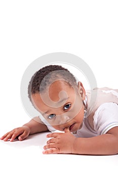 Portrait of a cute black baby boy