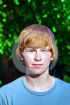 Portrait of cute boy in puberty