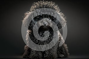 Portrait of cute dog on dark background - Genrative AI