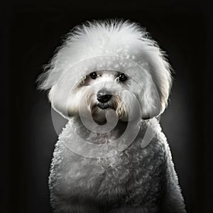 Portrait of cute dog on dark background - Genrative AI