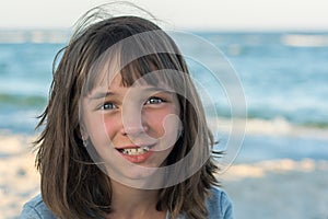 Portrait of a cute gentle little beautiful girl