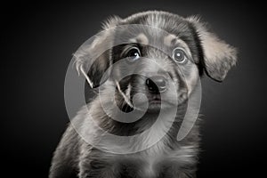 Portrait of a cute grey puppy dog