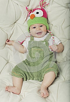 Portrait of cute happy 5 month old baby