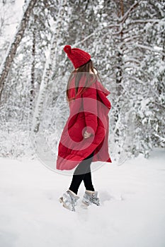 Portrait of cute happy woman outdoor.