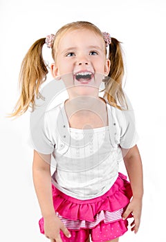 Portrait of cute laughing little girl