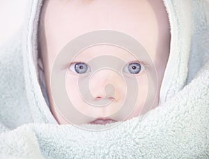 Portrait of cute little baby after bathing