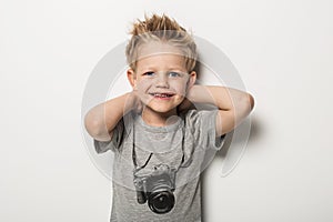 Portrait of cute little boy posing