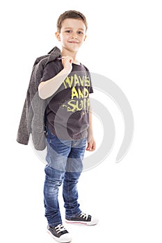 Portrait of a cute little boy posing