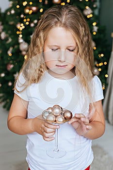 Portrait of a cute little girl in christmas