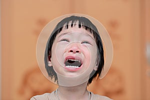 Portrait of a cute little girl crying