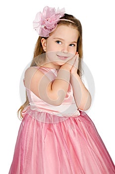 Portrait of cute little girl in princess dress