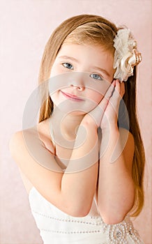 Portrait of cute little girl in princess dress