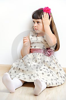 Portrait of cute little girl in princess dress isolated.