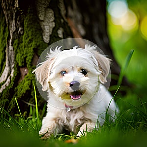 Portrait of a cute little havanese dog created by using ai technology