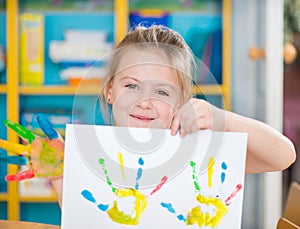 Portrait of cute little preschooler girl