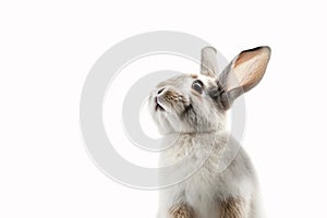 Portrait of a cute little rabbit on a white background