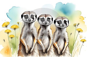 portrait of a cute meerkat family