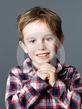 Portrait of a cute preschooler smiling for sweet childhood