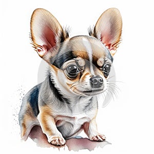 portrait of a cute purebred puppy chihuahua on a white background generative AI animal ai