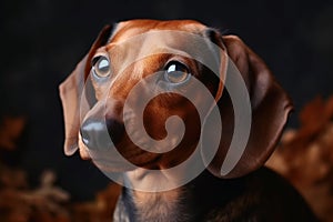 Portrait of a cute sausage dog with brown eyes created with generative AI technology