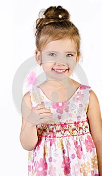 Portrait of cute smiling little girl in princess dress