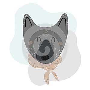 Portrait of a cute wolf in scandinavian style