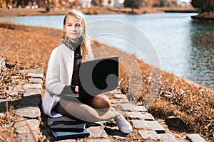 Portrait of cute young student girl