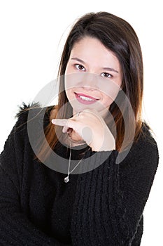 Portrait of cute young woman with a perfect smile