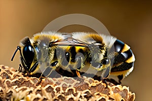 Portrait of dangerous and poisonous Vespula germanica wasp