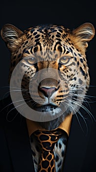 Portrait of a dangerous wild cat, a ferocious African predator