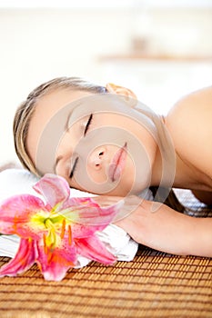 Portrait of a delighted woman having a massage