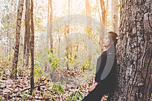 Portrait of depress and hopeless young woman calm herself