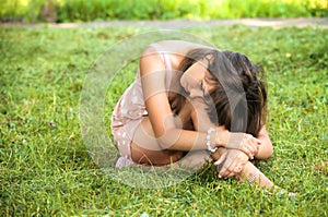 Portrait of depressed teenager girl