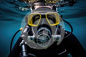 Portrait of a diver under water